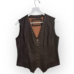 Outback Trading Company Western Studded Zip-front Oilskin Pawnee Vest W1899 Sz M